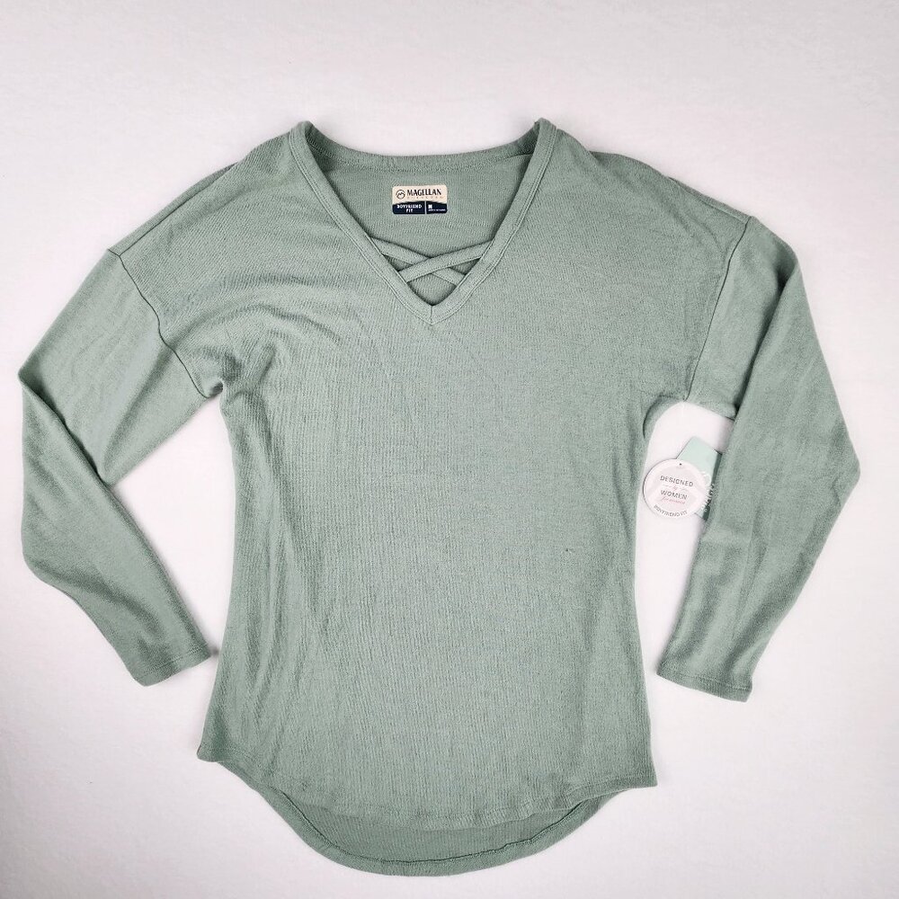 Magellan Outdoors Womens Boyfriend Fit Shirt Iceberg Green Size M